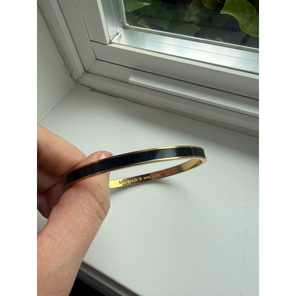 Kate Spade Draw The Line Black Gold Enamel‎ Bangle Bracelet Idiom Collection - Picture 3 of 9
